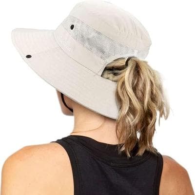 INOGIH Womens Outdoor UVProtectionFoldable SunHats Mesh WideBrim