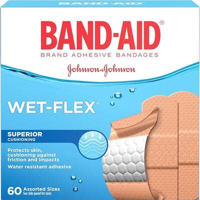 BandAid Water Resistant WetFlex Adhesive Bandages