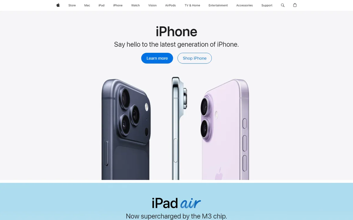 Apple website screenshot