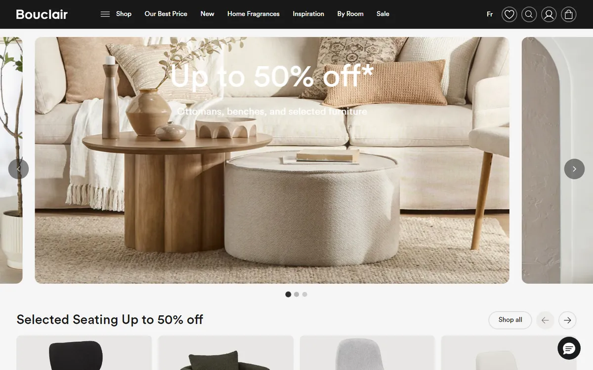 Bouclair website screenshot