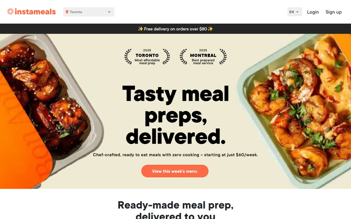 Instameals website screenshot